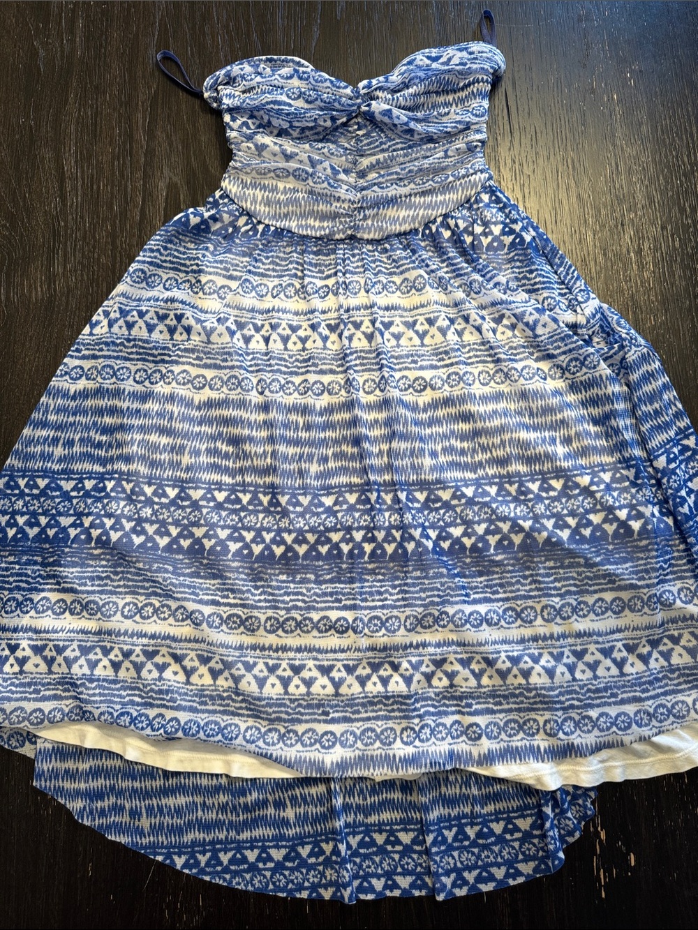 Free People Blue and White Strapless Printed Sundress